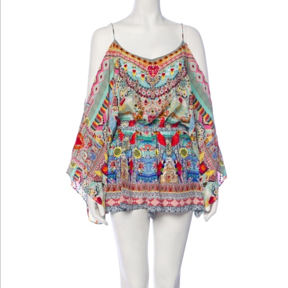 Camilla Silk Printed Romper - Picture 1 of 3